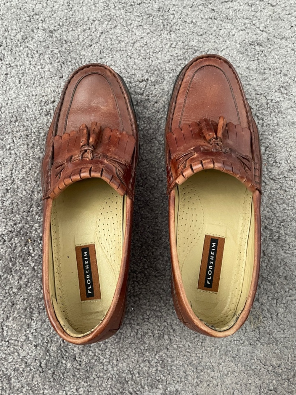Florsheim Leather Tassel Kiltie Loafers in Chestnut Brown - Picture 2 of 4